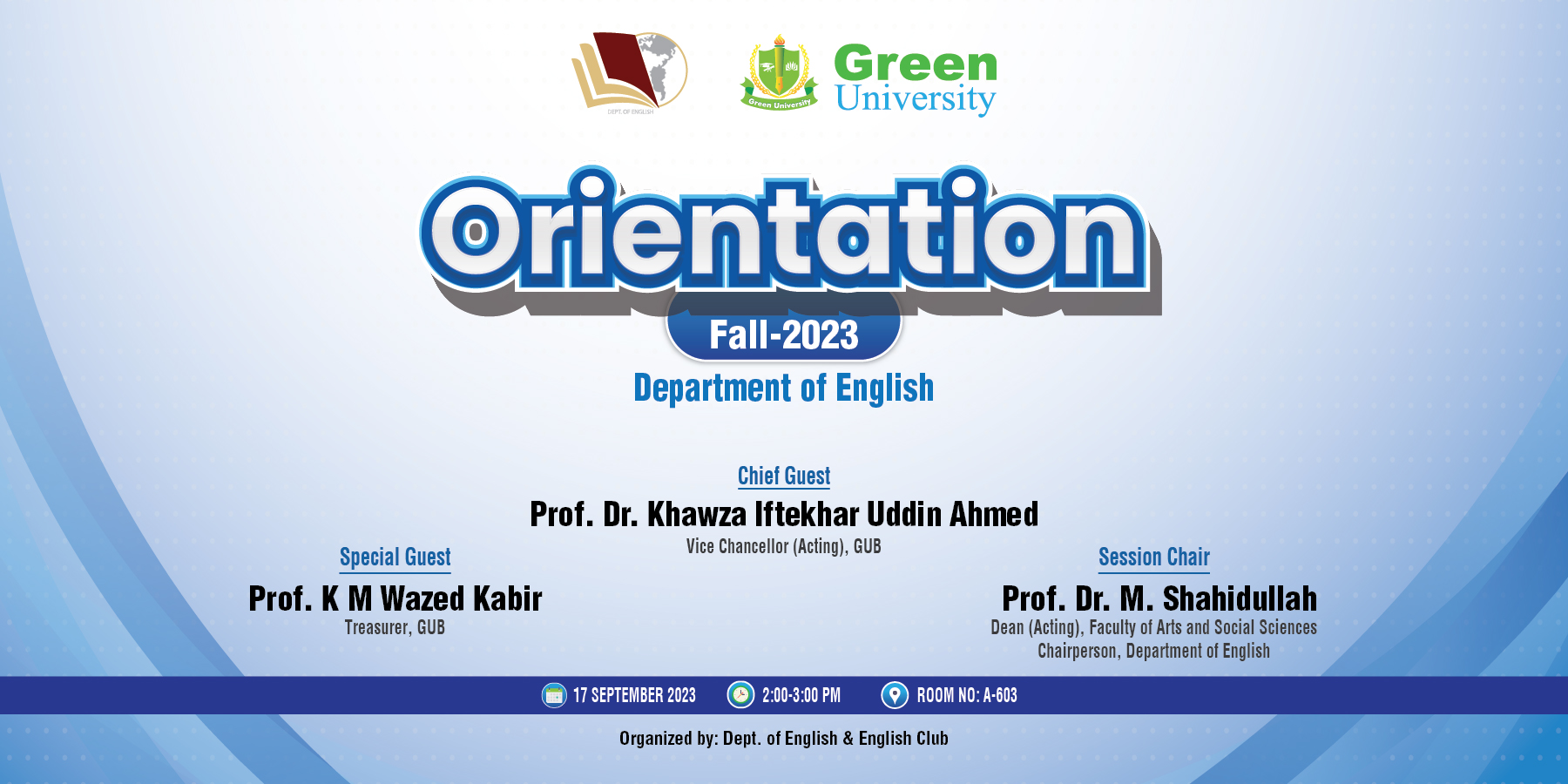 Freshers’ Orientation Program for Fall 2023 Semester