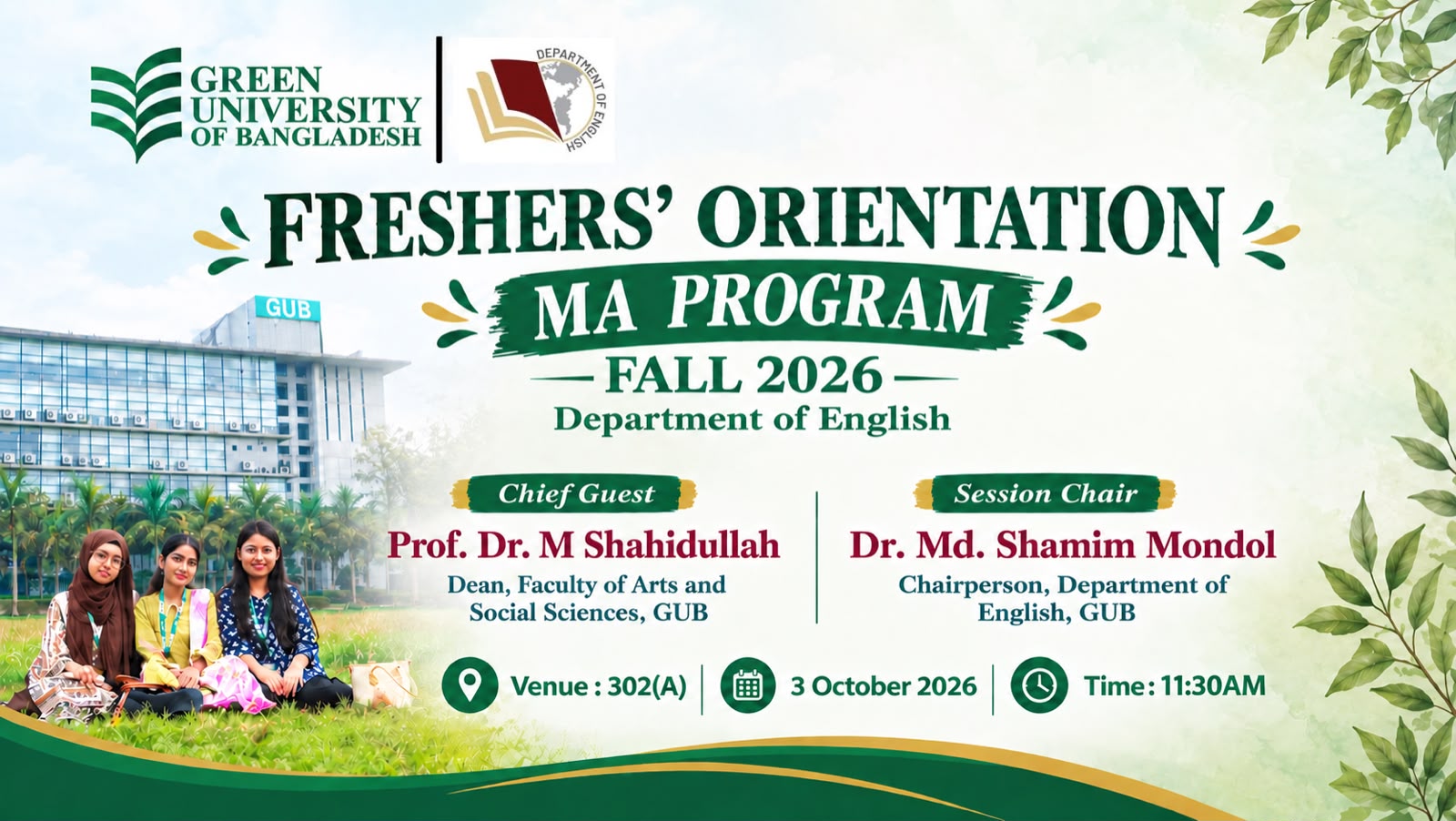 Freshers’ Orientation of the First MA Batch, Fall 2026